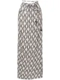 Amir Slama tie-fastening wave-print maxi skirt - White