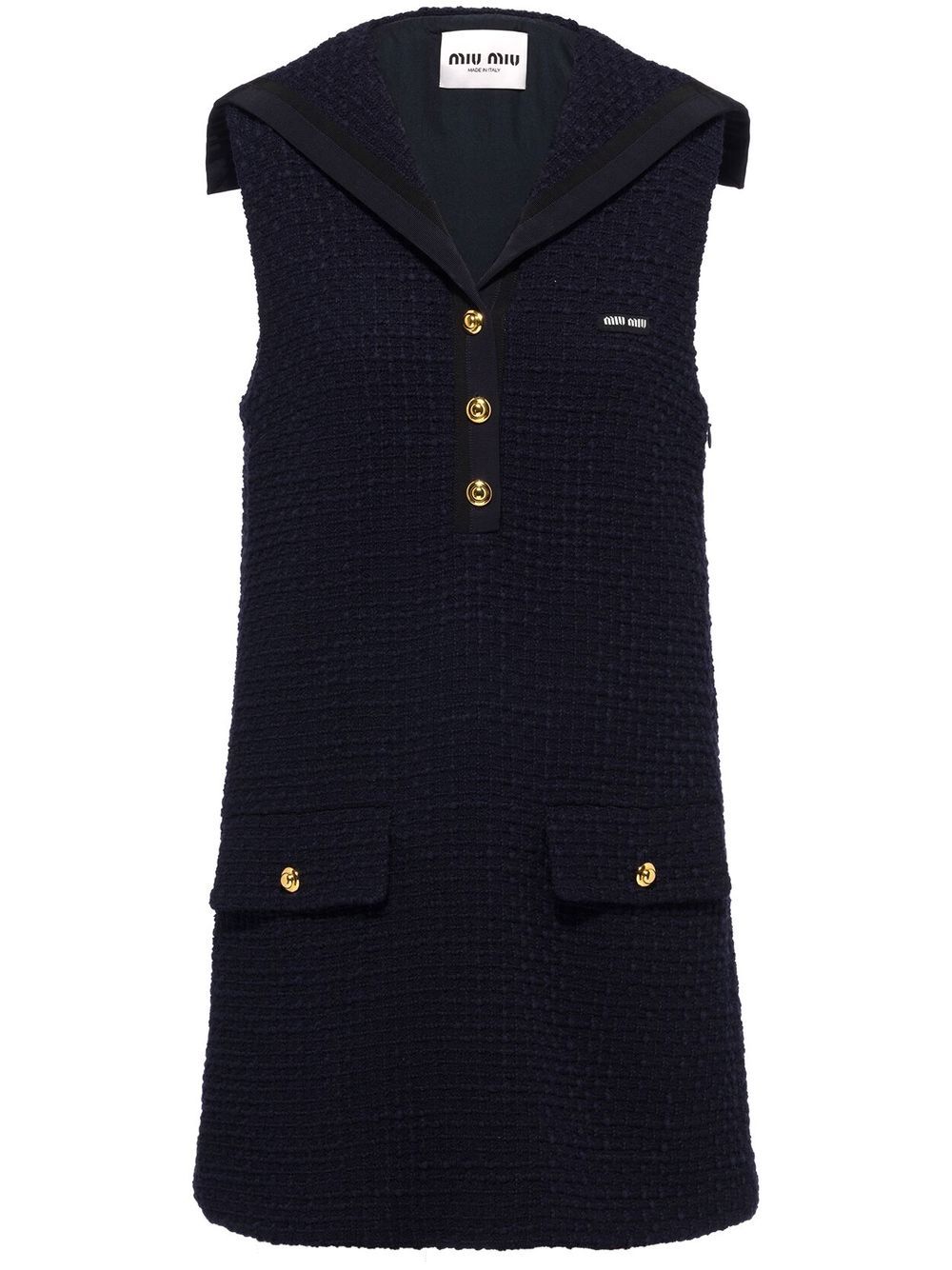 Image 1 of Miu Miu sleeveless wool-tweed minidress