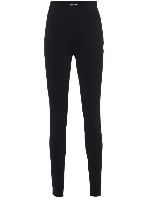 Miu Miu logo-patch zipped jersey leggings