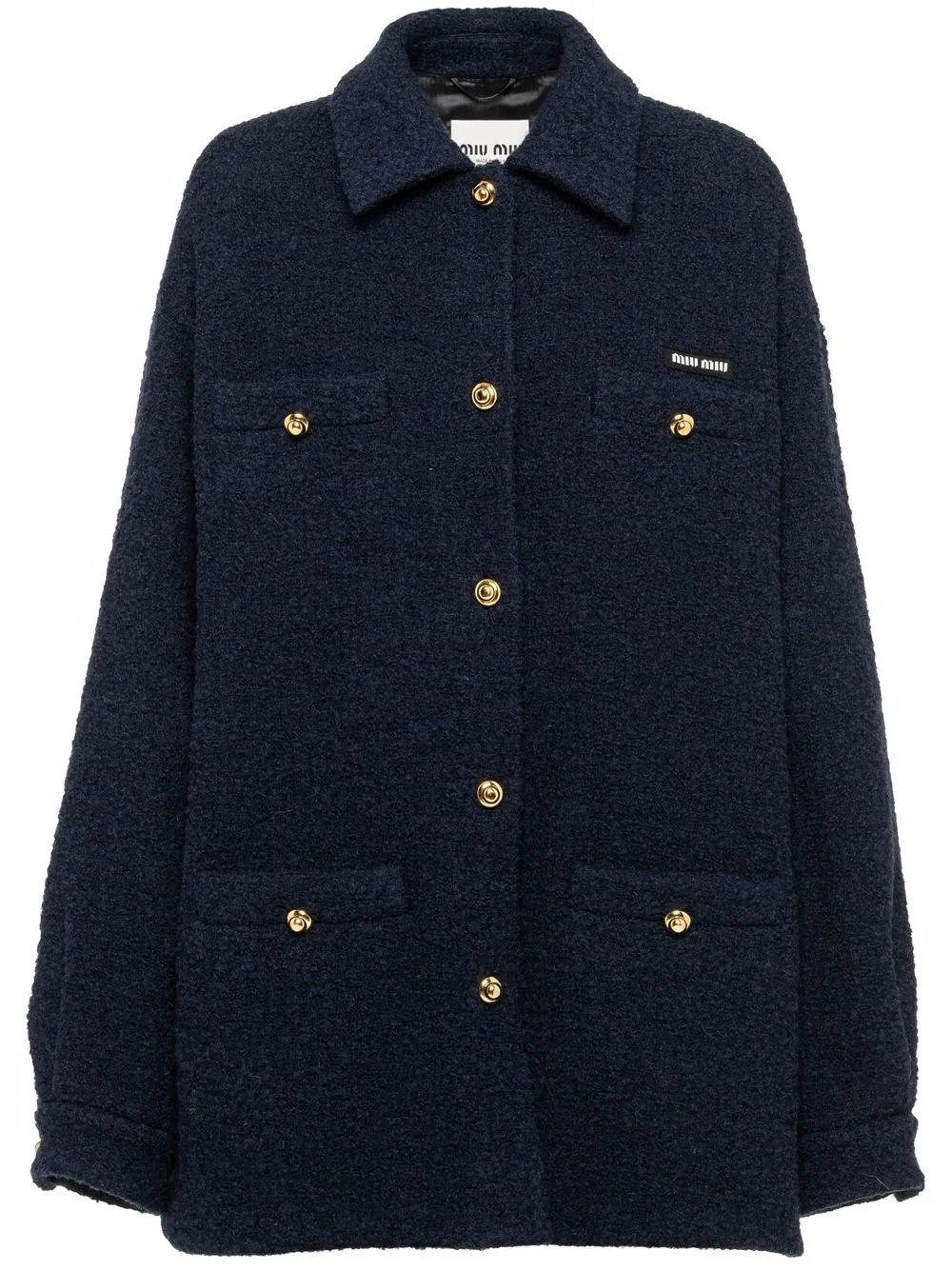 

Miu Miu Bouclé blouson jacket - Blue