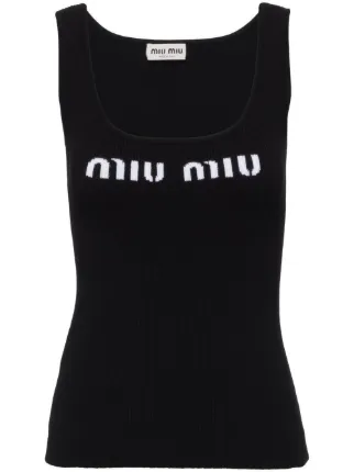 ✨miu miu ✨ロゴ タンクトップ サイズ36 Miu Miu ロゴ タンクトップ | ブラック | FARFETCH JP