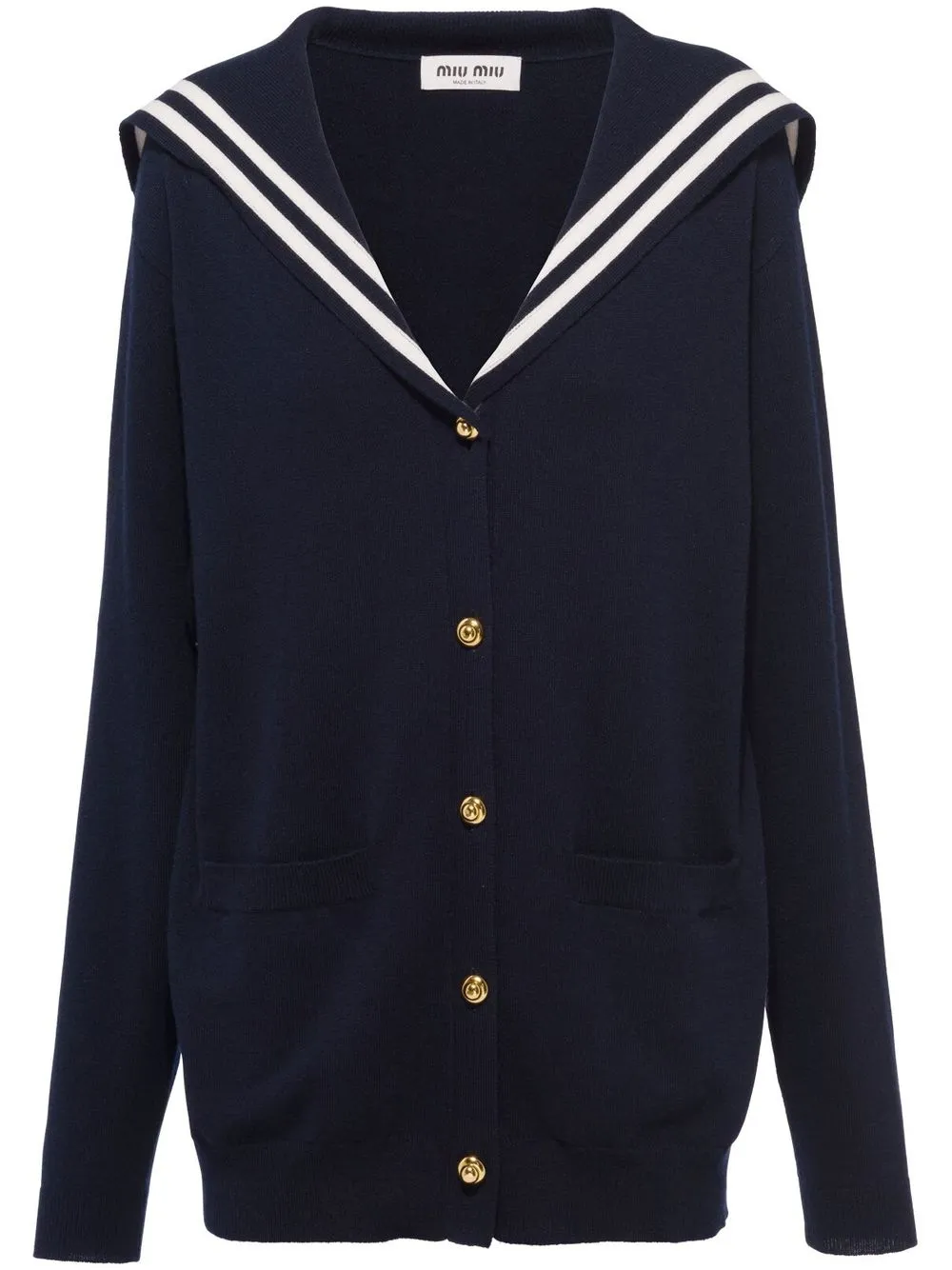 

Miu Miu sailor-collar cashmere-knit cardigan - Blue