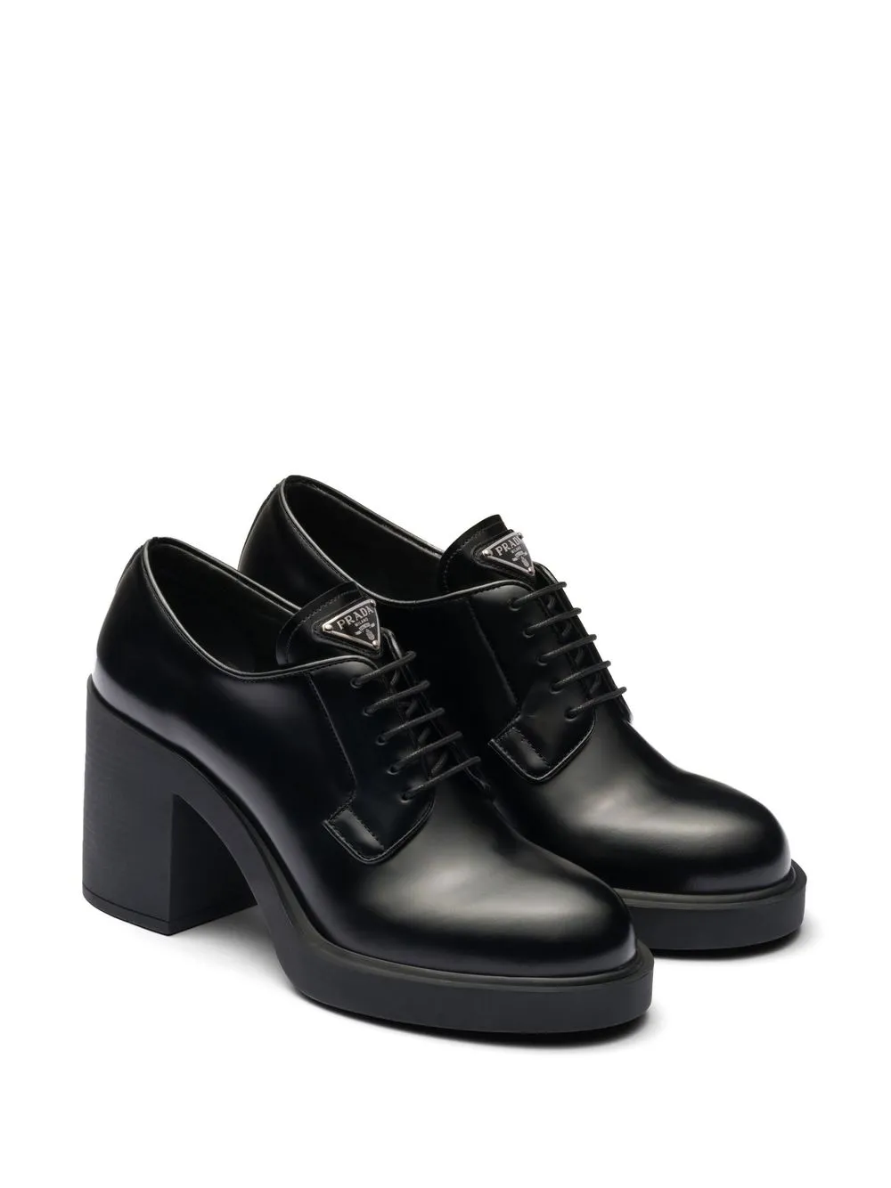 Prada Brogues met logo plakkaat - Zwart
