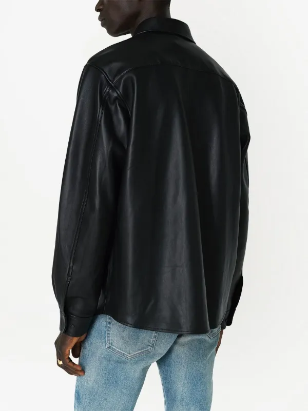 Leather jacket button down shirt discount