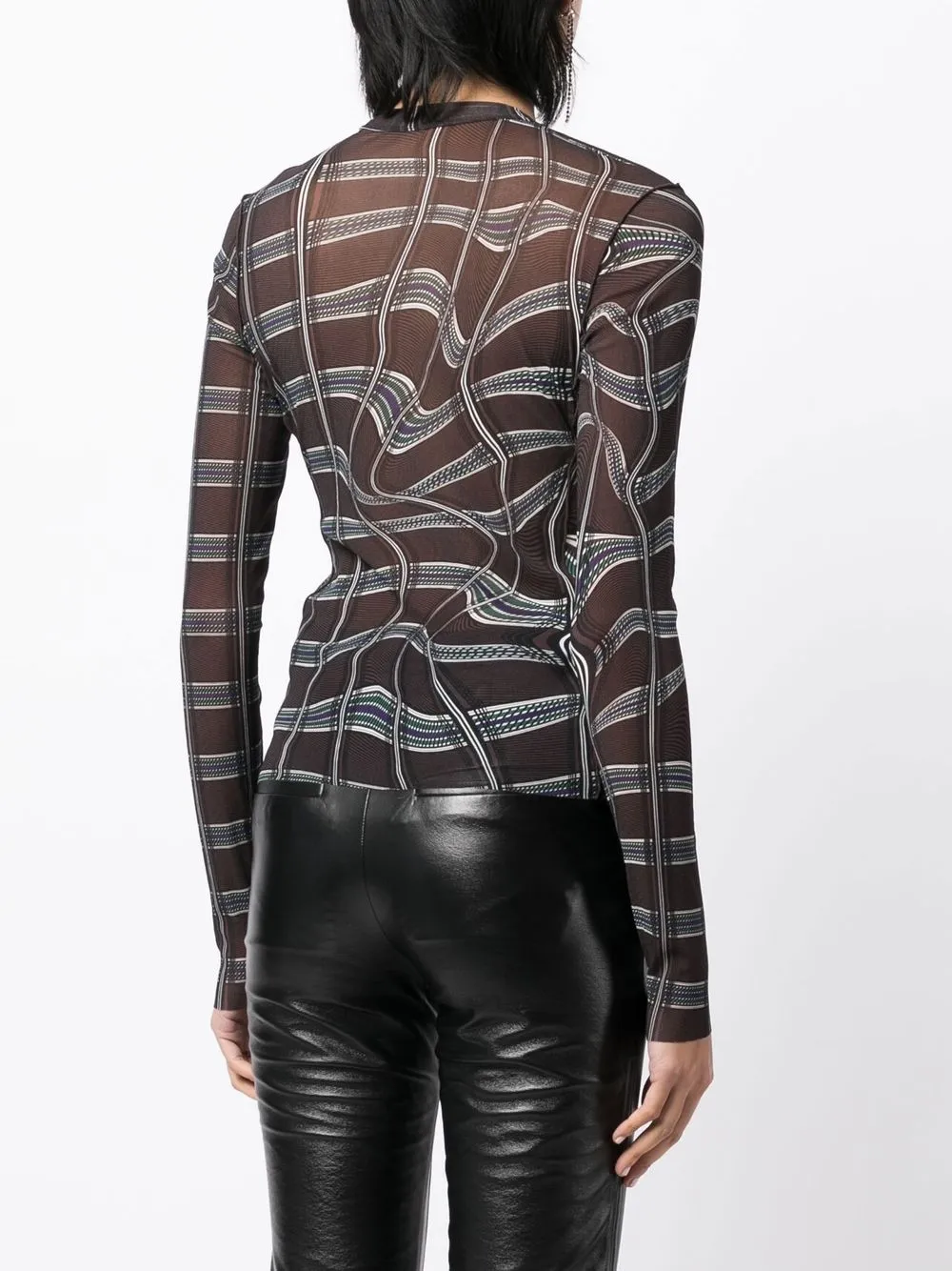 Shop Jnby Abstract-print Long-sleeve Top In Brown