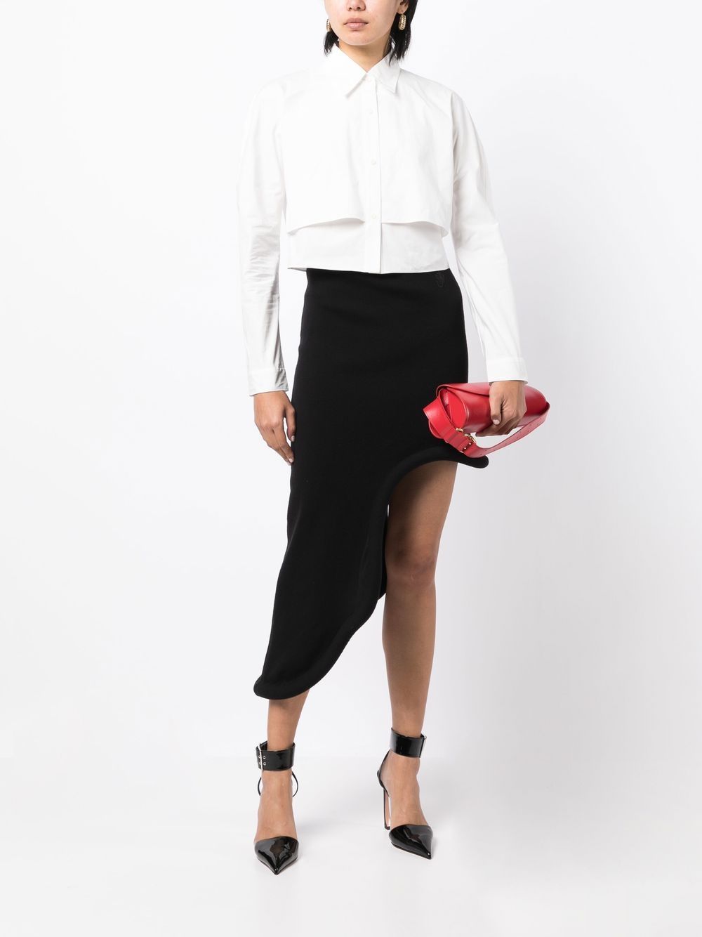 Shop Jnby Cropped Cotton Shirt In White