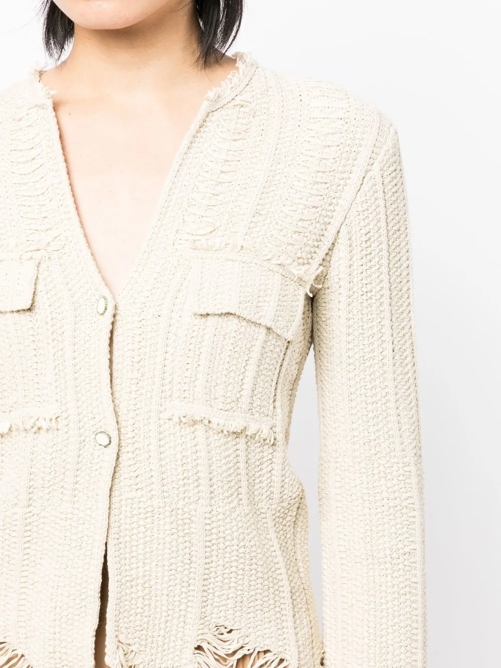 Shop Jnby Cropped Button-up Cardigan In Neutrals