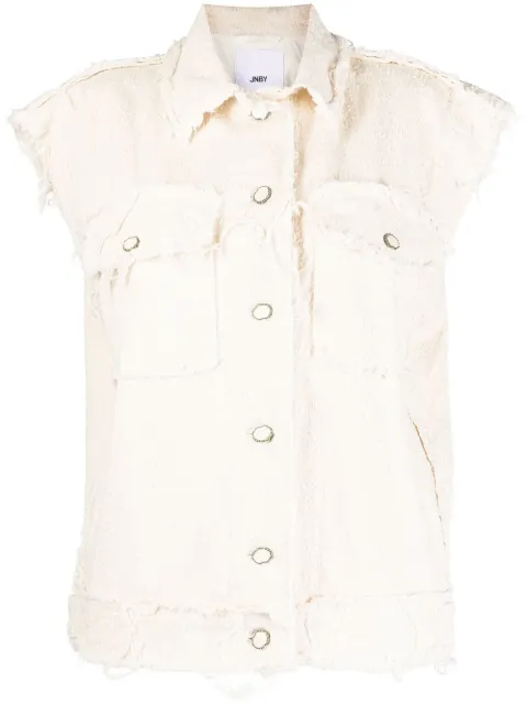 JNBY raw-edge twill sleeveless jacket