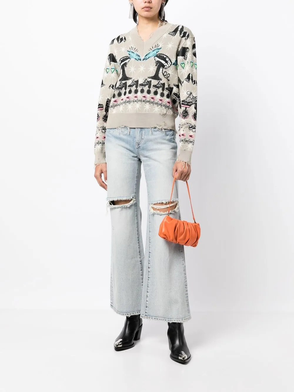 JNBY Jeans met gerafeld detail - Blauw