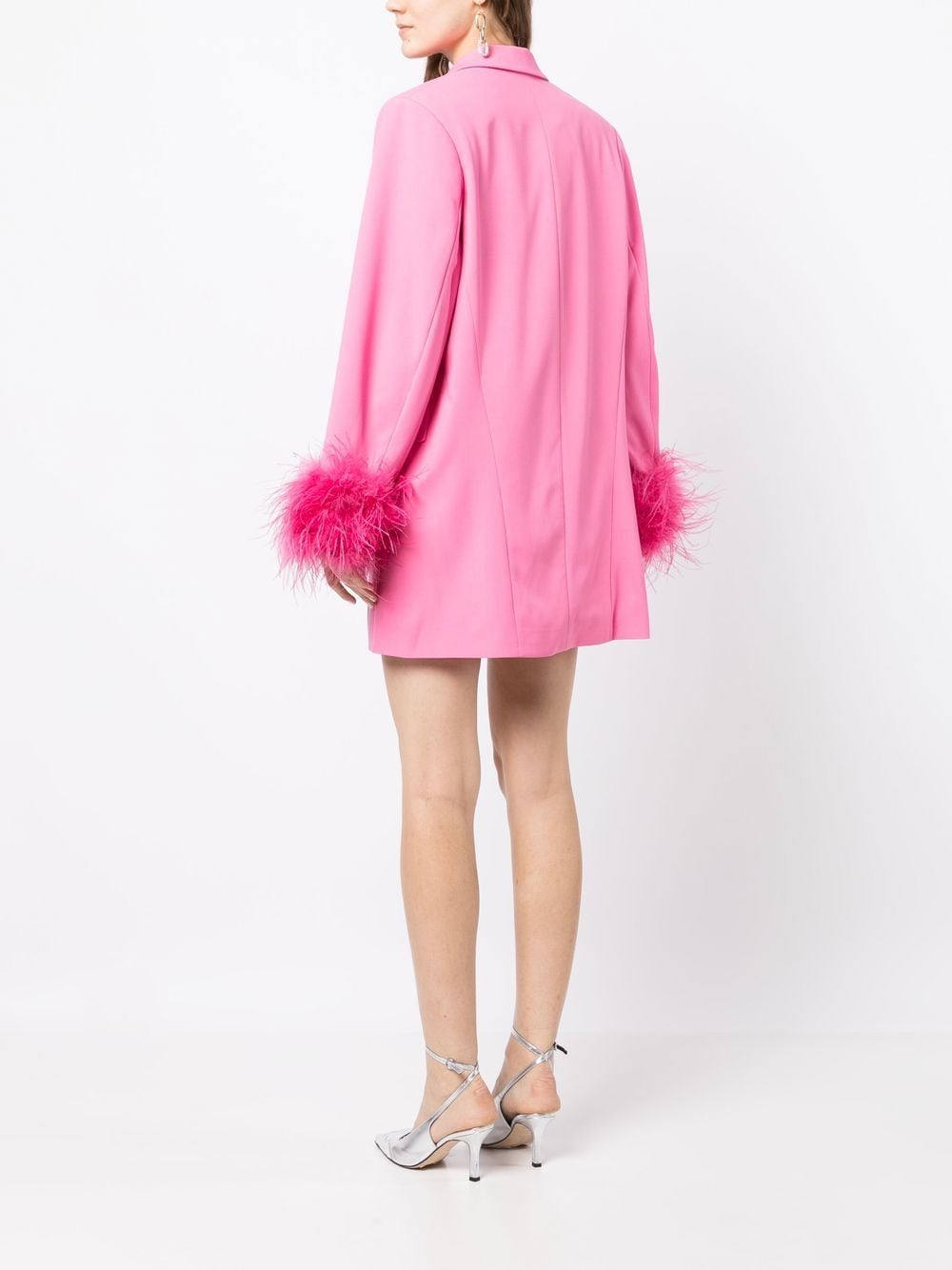 Shop Rachel Gilbert Feather-trim Blazer Dress In Pink
