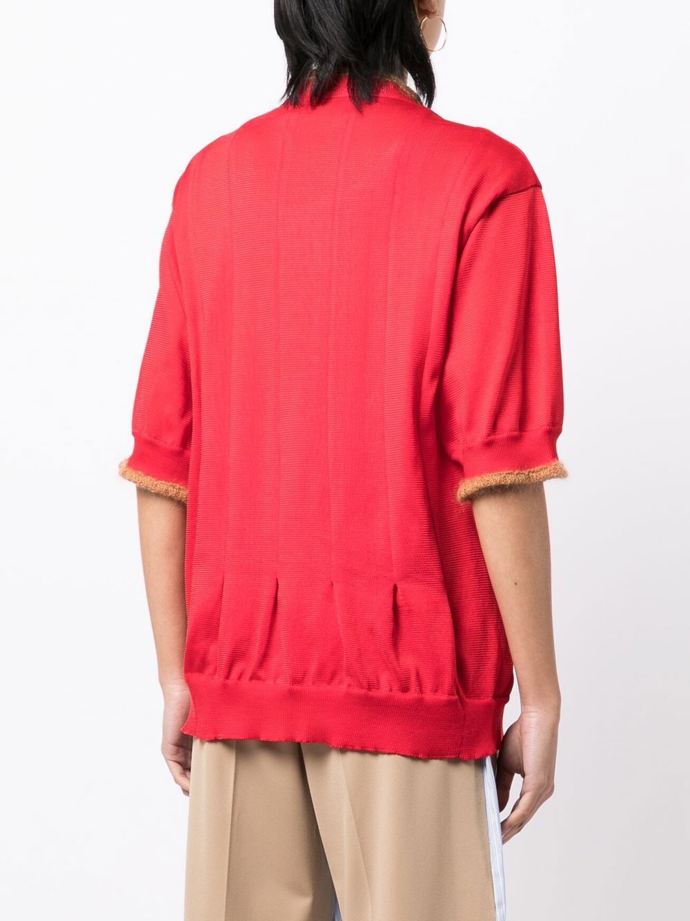 Shop Undercover Contrast-trim Knitted Top In Red
