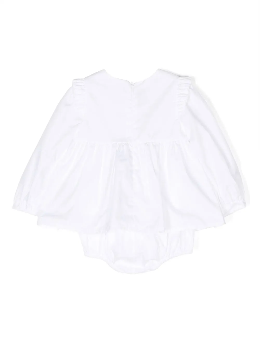 Balmain Kids Romper met ruche - Wit