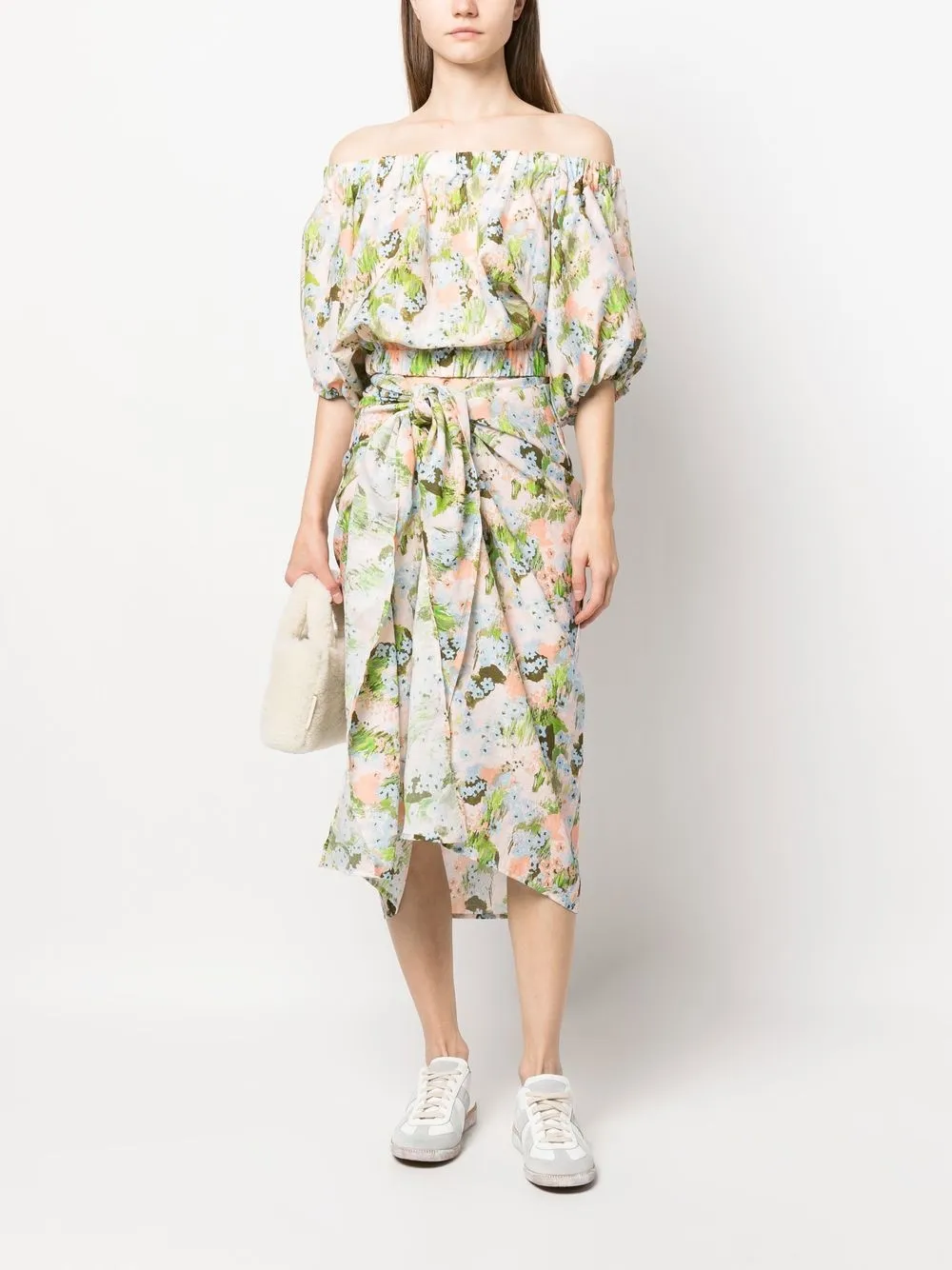Stine Goya Kokerrok met geknoopt detail - Beige
