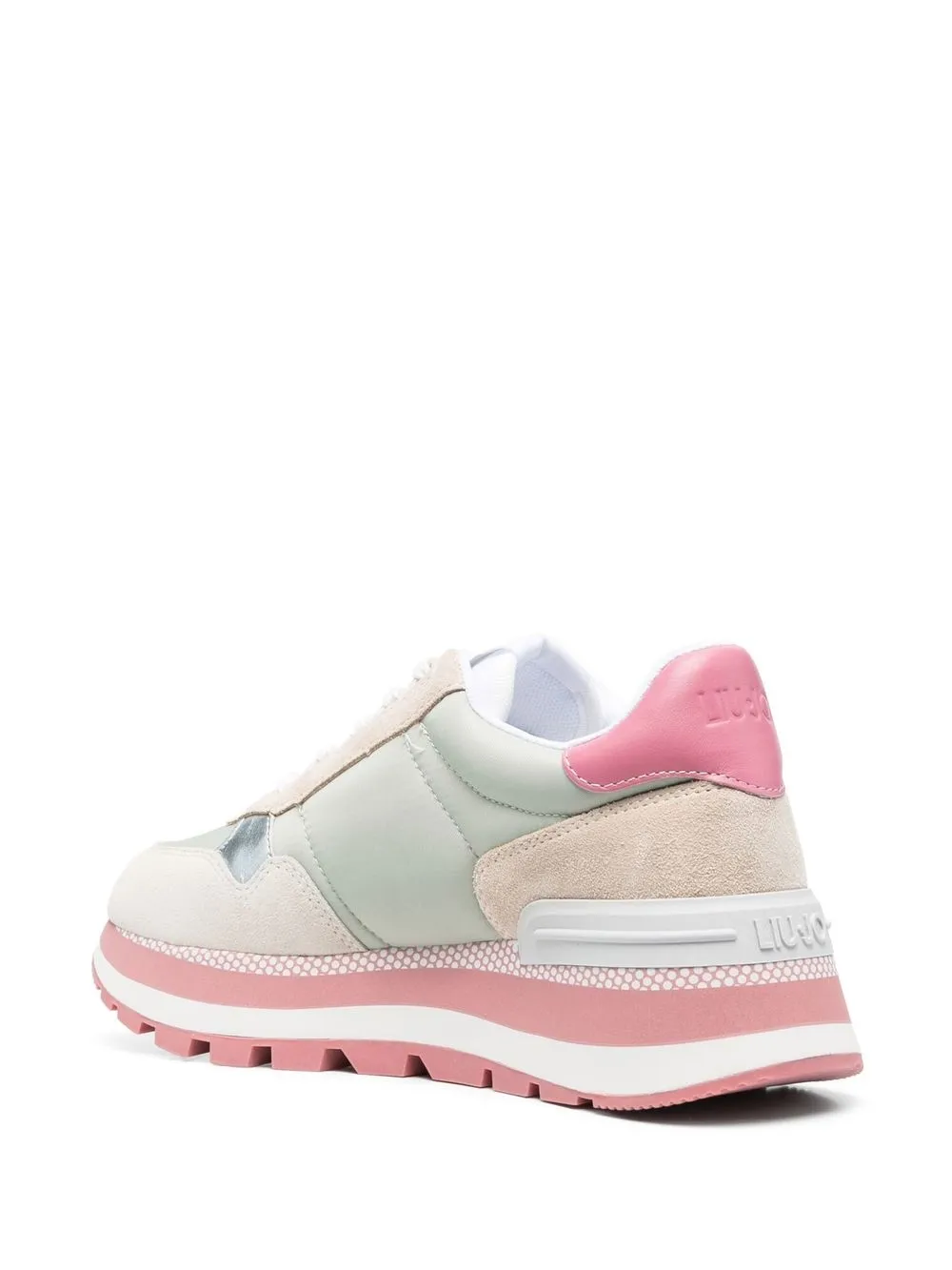 Liu •jo 45mm Panelled Lace-up Sneakers In Neutrals