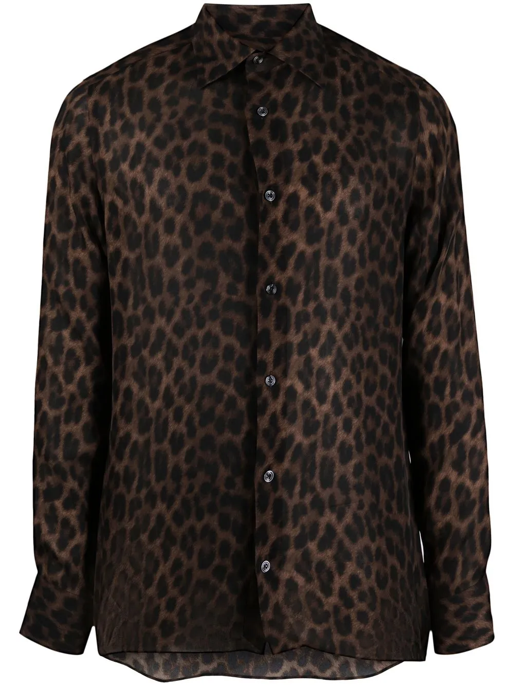 Tom Ford Leopard-print Silk Shirt In Schwarz
