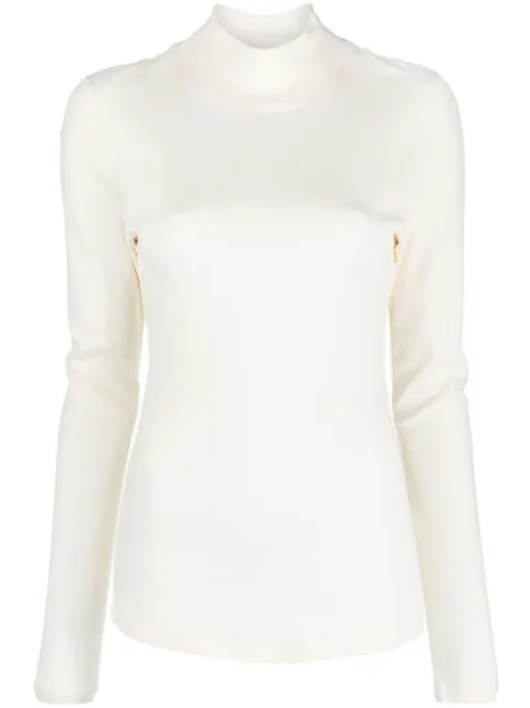 high-neck long-sleeve top