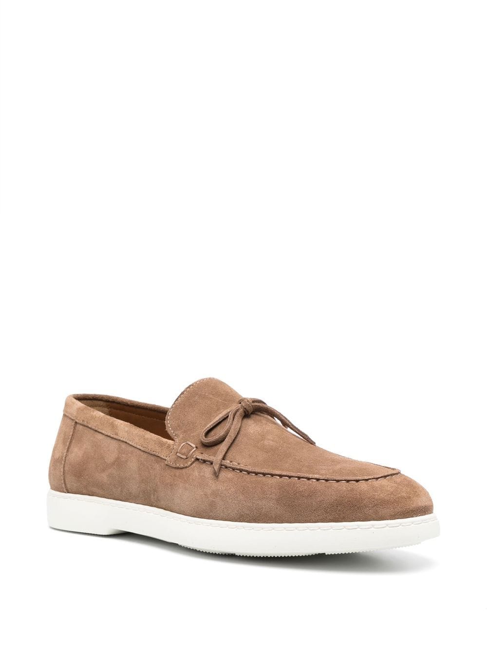 Shop Doucal's Lace-detailing Suede Loafers In Brown