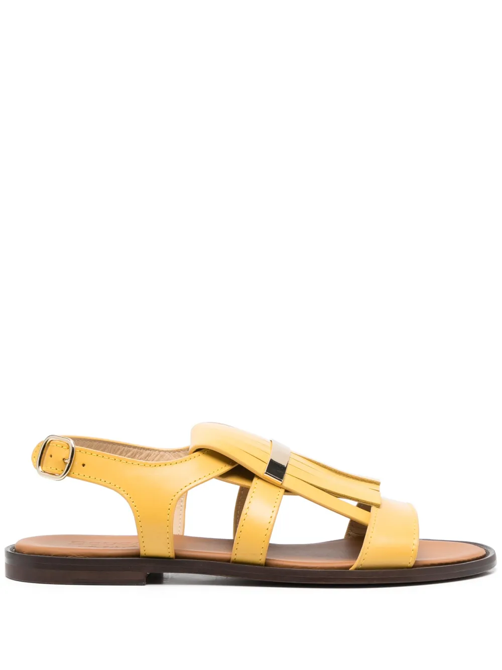 Doucal's Fringed Leather Sandals In Giallo