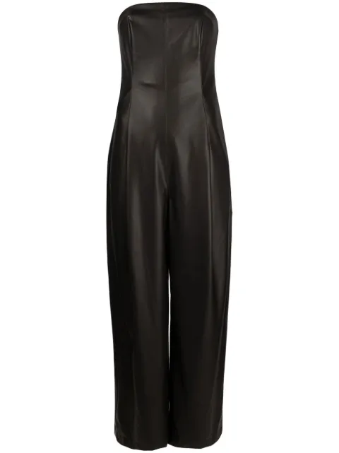 Philosophy Di Lorenzo Serafini strapless wide-leg faux-leather jumpsuit
