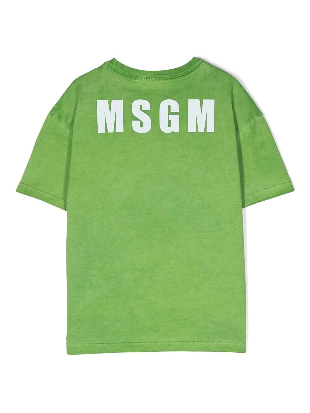 MSGM Kids T-shirt met logoprint - Groen