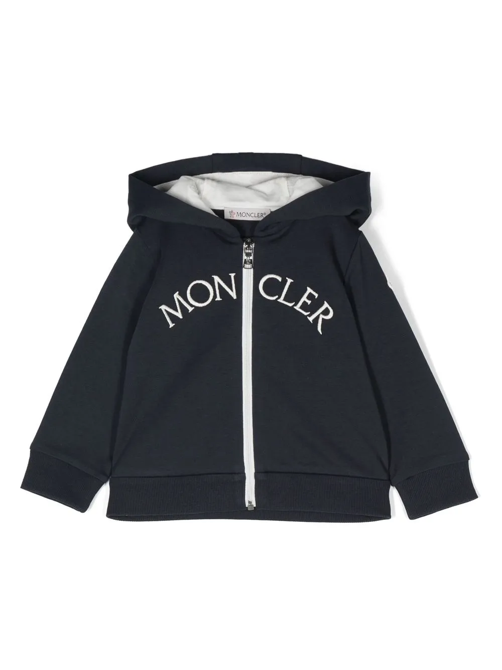 

Moncler Enfant hoodie con logo bordado y cierre - Azul