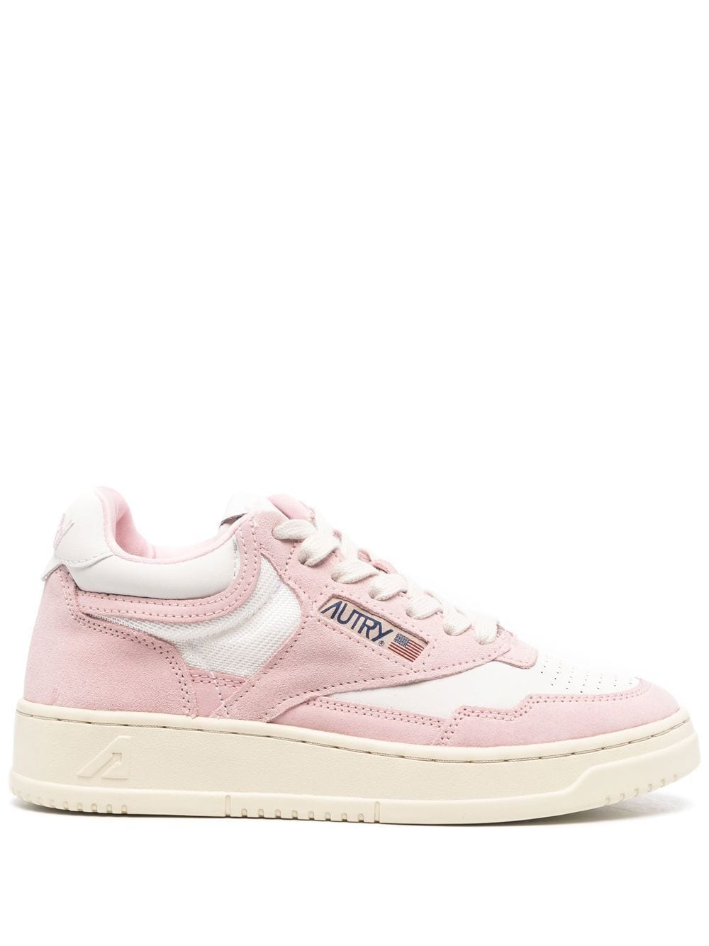 Autry Open Mid Leather Sneakers In Pink