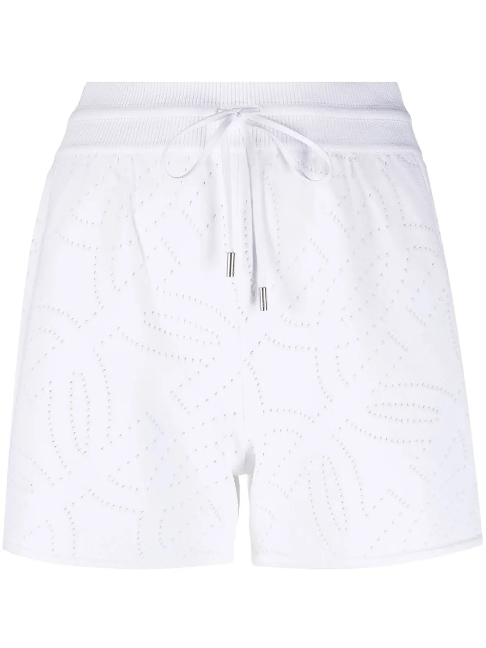 Ferragamo Gancini Pattern Drawstring Shorts In White