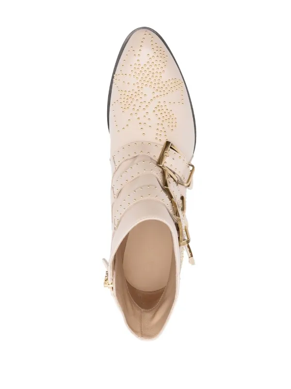 Beige Chloe Susanna Shoes Chloé Susanna Studded Triple-strap Boots