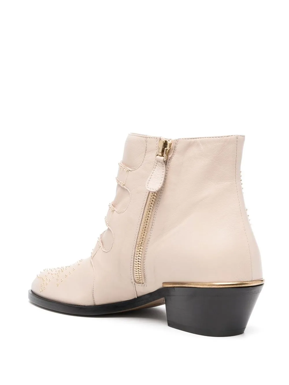 Chloé Susanna Studded Leather Ankle Boots In Neutrals