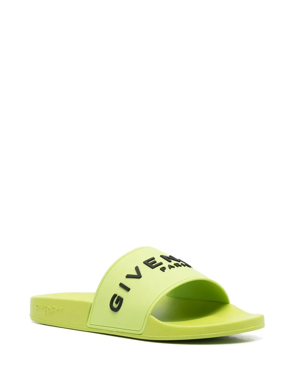 Givenchy Mens Yellow Logo-print Rubber Sliders