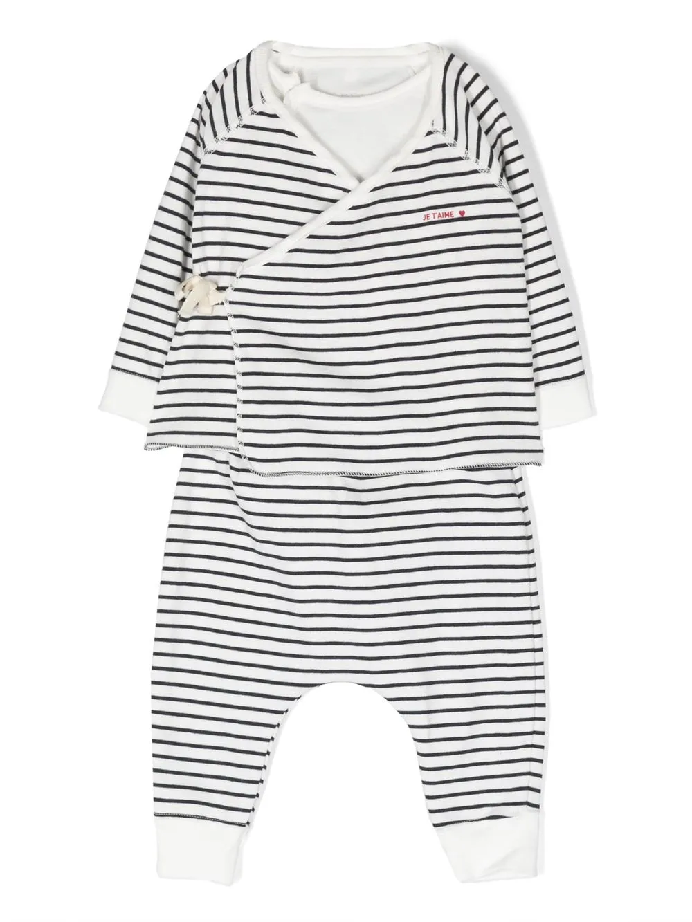 

Petit Bateau stripe-print cotton trouser set - White