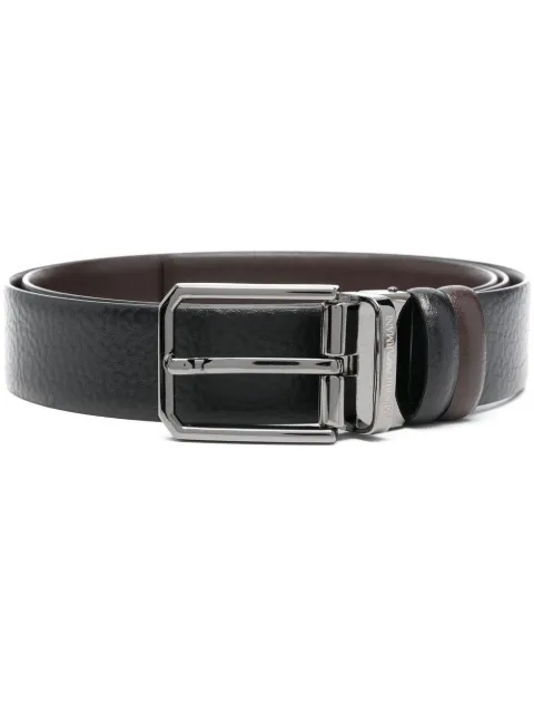 Emporio Armani Cinto de couro dupla face com fivela