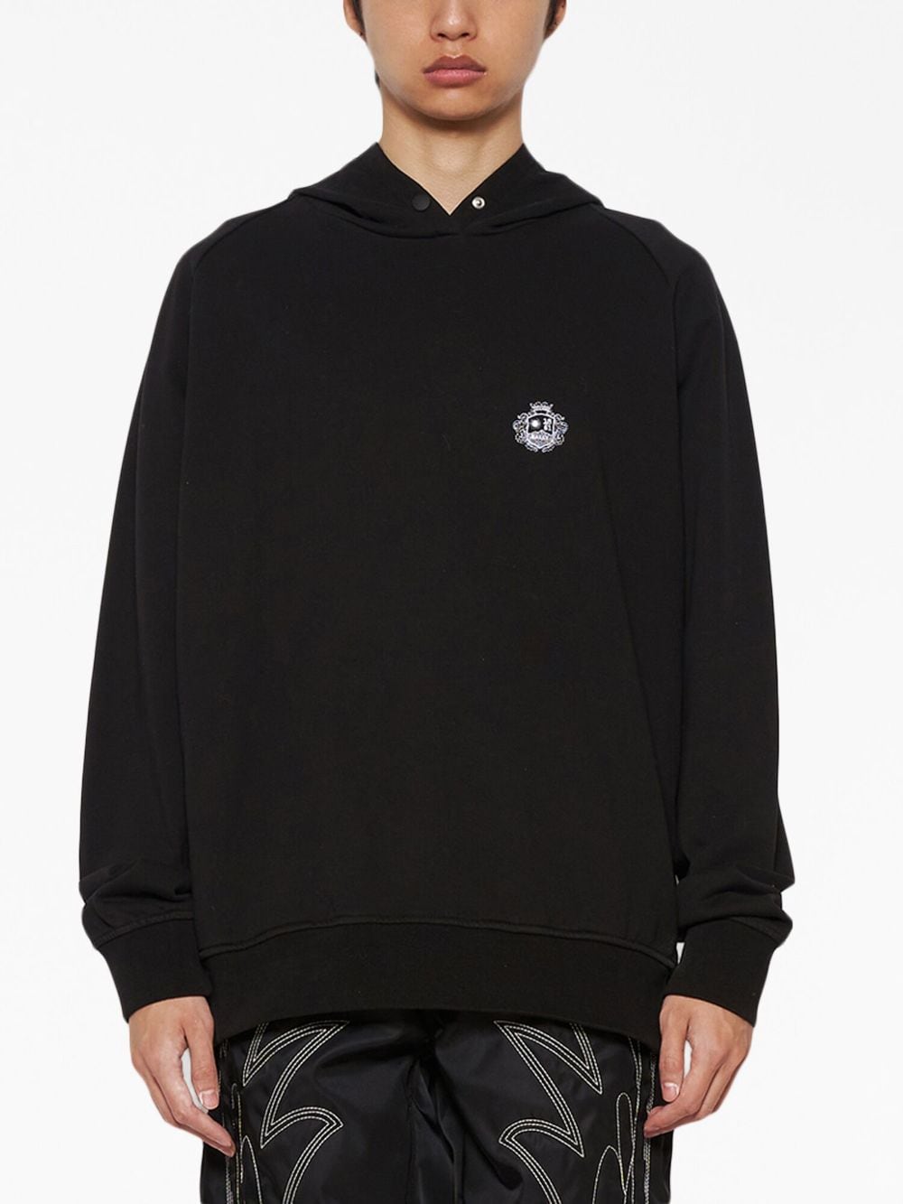 Shop Bally Graphic-print Cotton Hoodie In Black