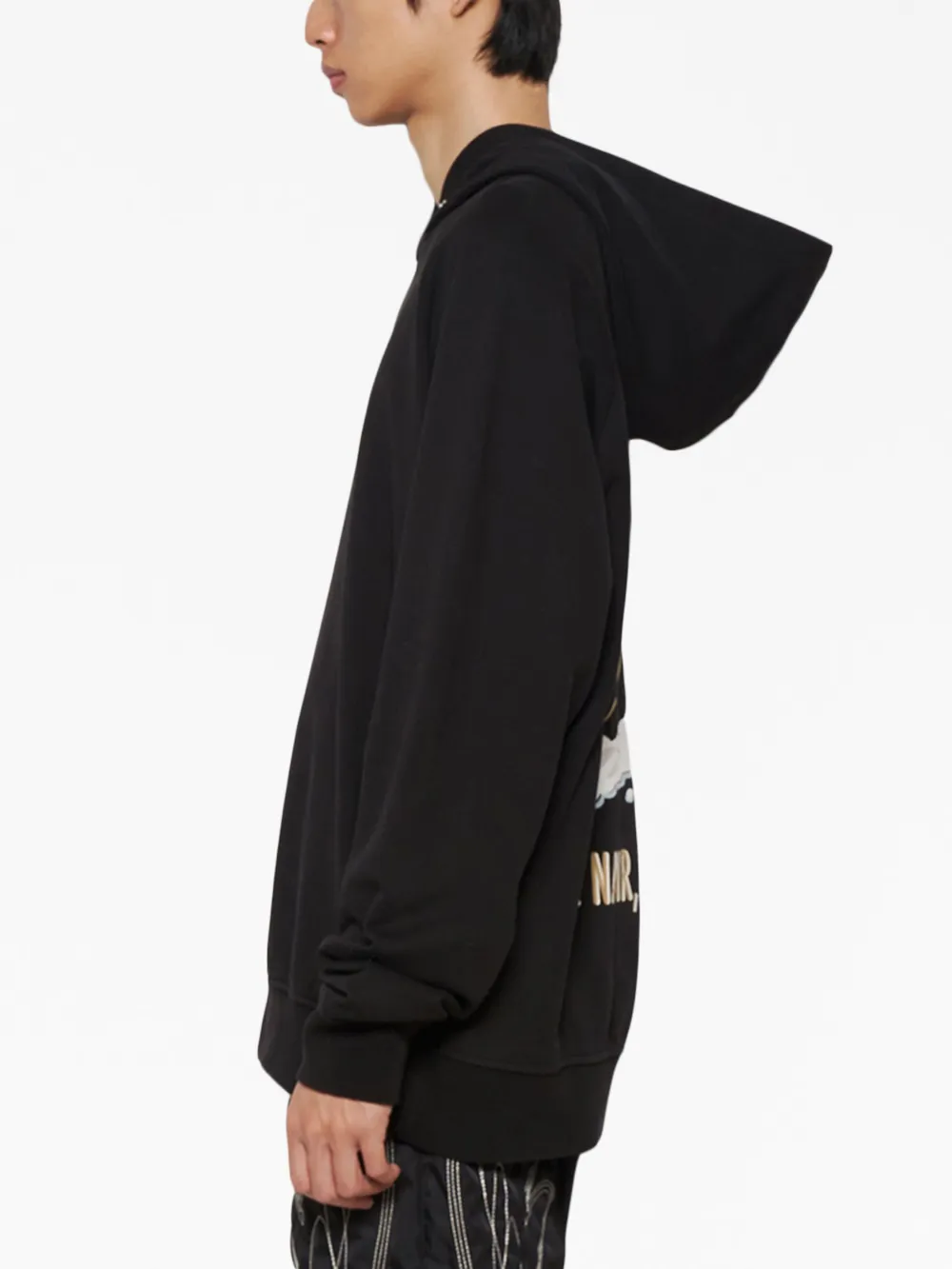 Shop Bally Graphic-print Cotton Hoodie In Black