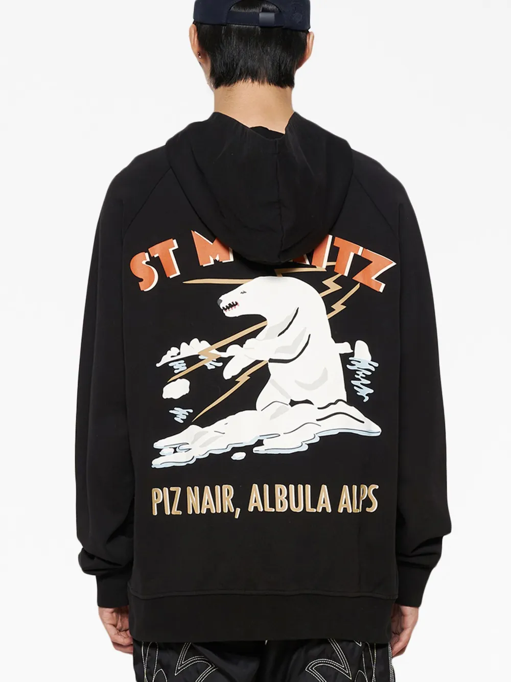 Shop Bally Graphic-print Cotton Hoodie In Black