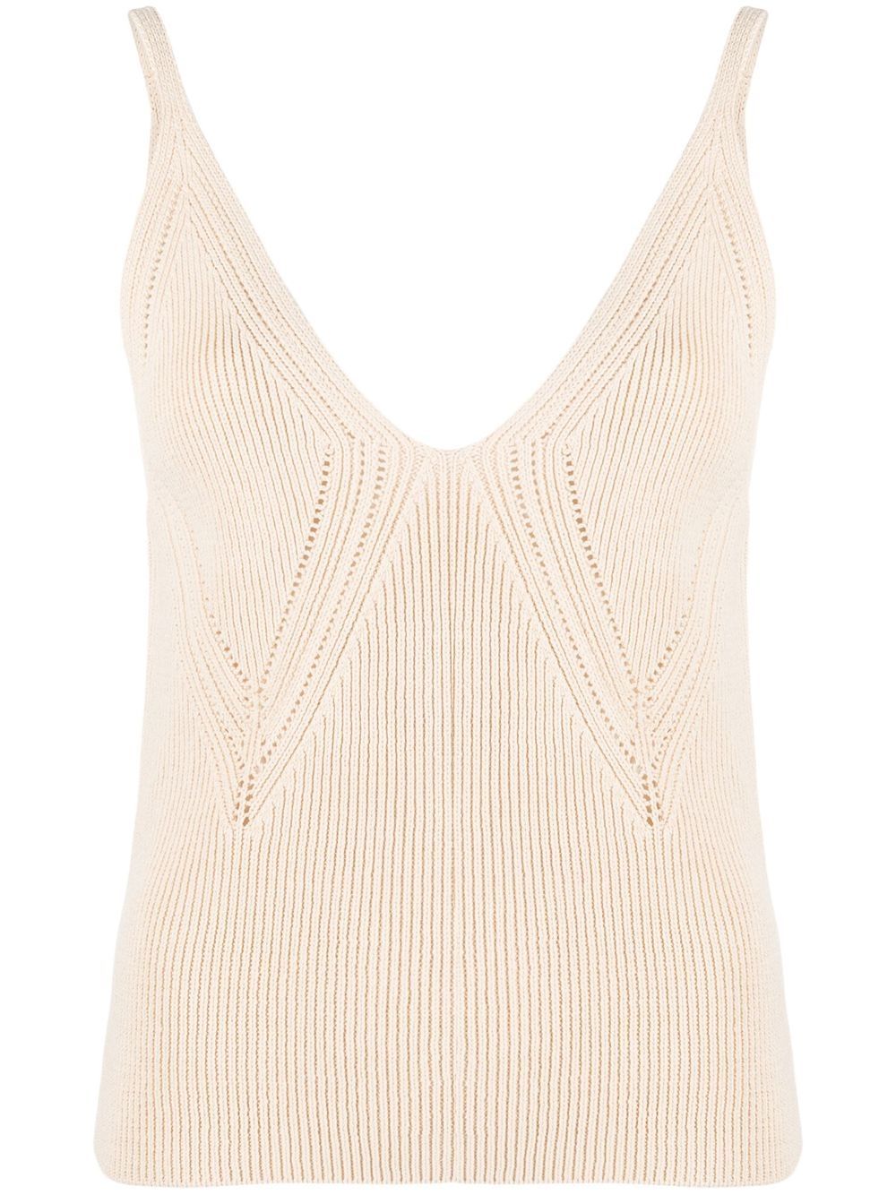 

Jil Sander V-neck ribbed-knit top - Neutrals