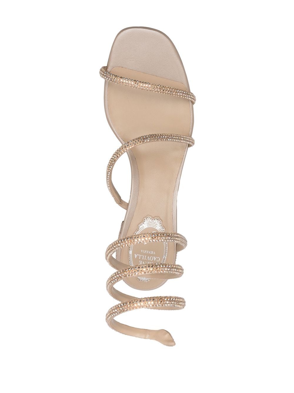 Shop René Caovilla Crystal-embellished Heeled Sandals In Neutrals