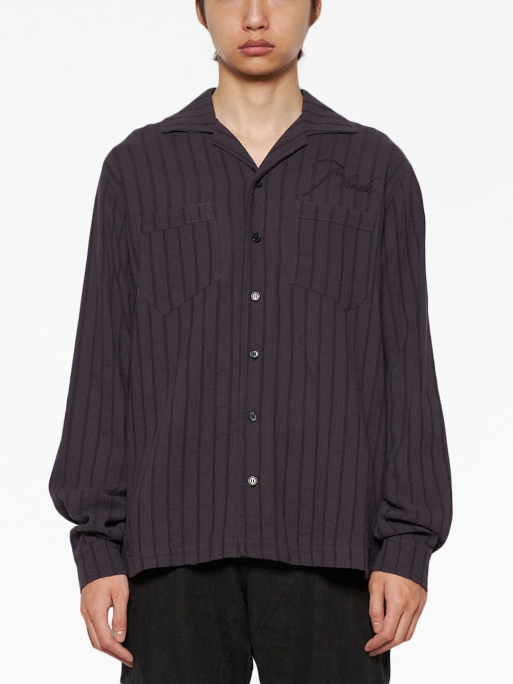 Shop Rhude Slate Striped Long-sleeve Shirt In Grau