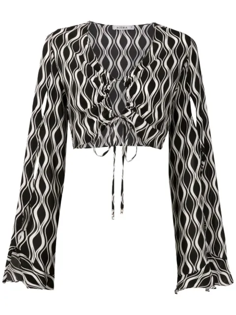 Amir Slama cropped bell-sleeved blouse