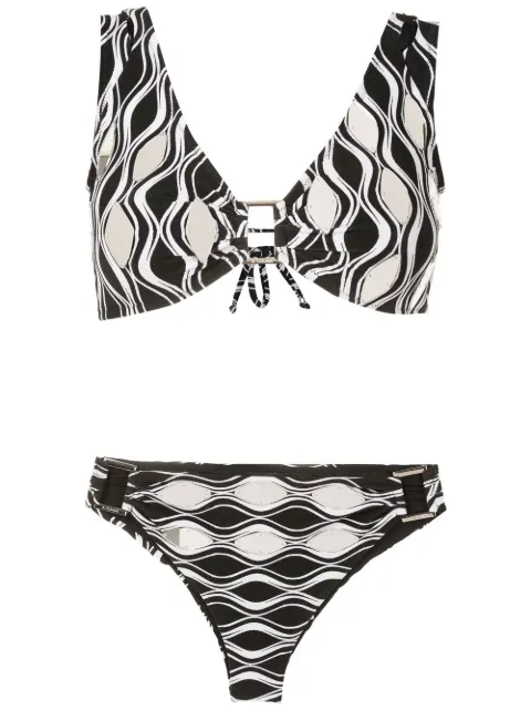 Amir Slama wave-print hardware-detail bikini set