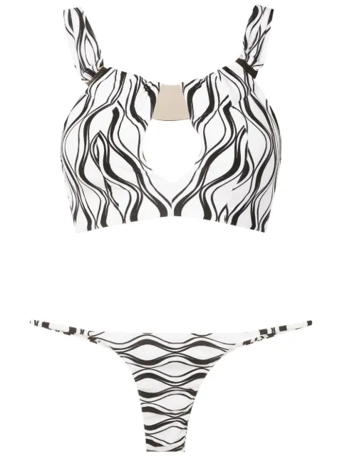 Amir Slama wave-print thong bikini set