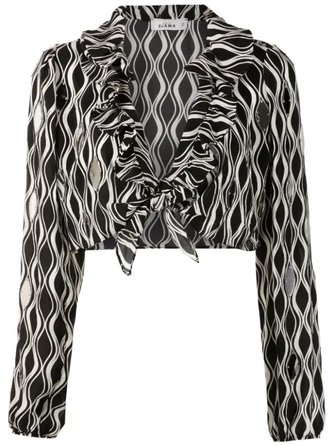 Amir Slama tie-front wave-print blouse