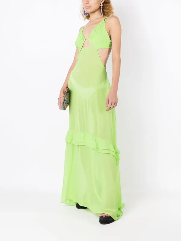 Amir Slama cut-out semi-sheer Maxi Dress | Green | FARFETCH JO