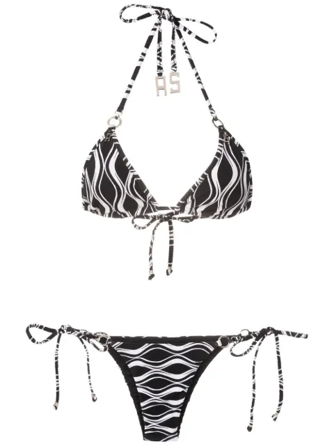 Amir Slama bikini estilo triángulo con rayas en ondas estampadas