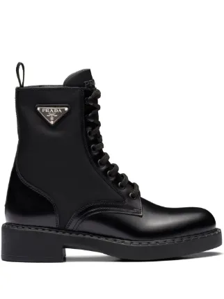 Prada Brushed Leather lace up Boots Black FARFETCH