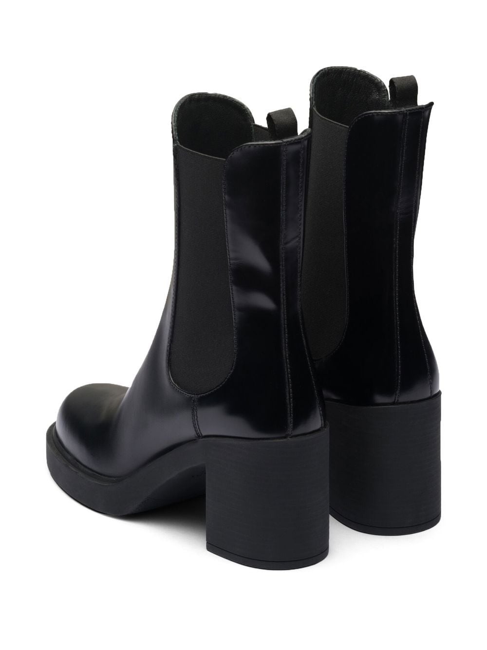 Shop Prada Brushed-leather 85mm Leather Boots In Schwarz