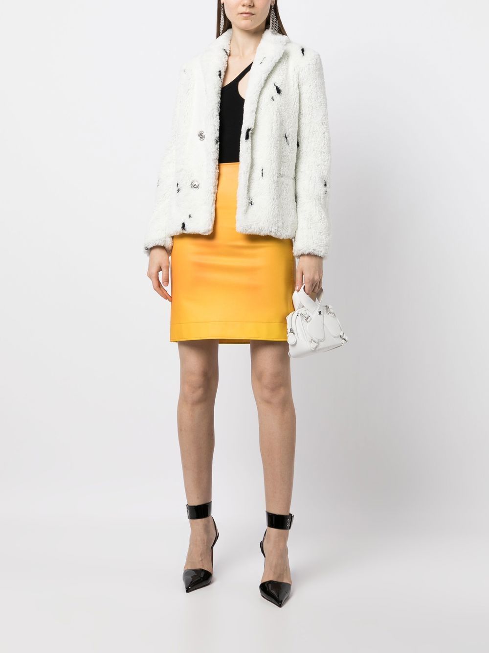 Shop Dsquared2 Printed Faux Fur Coat In White