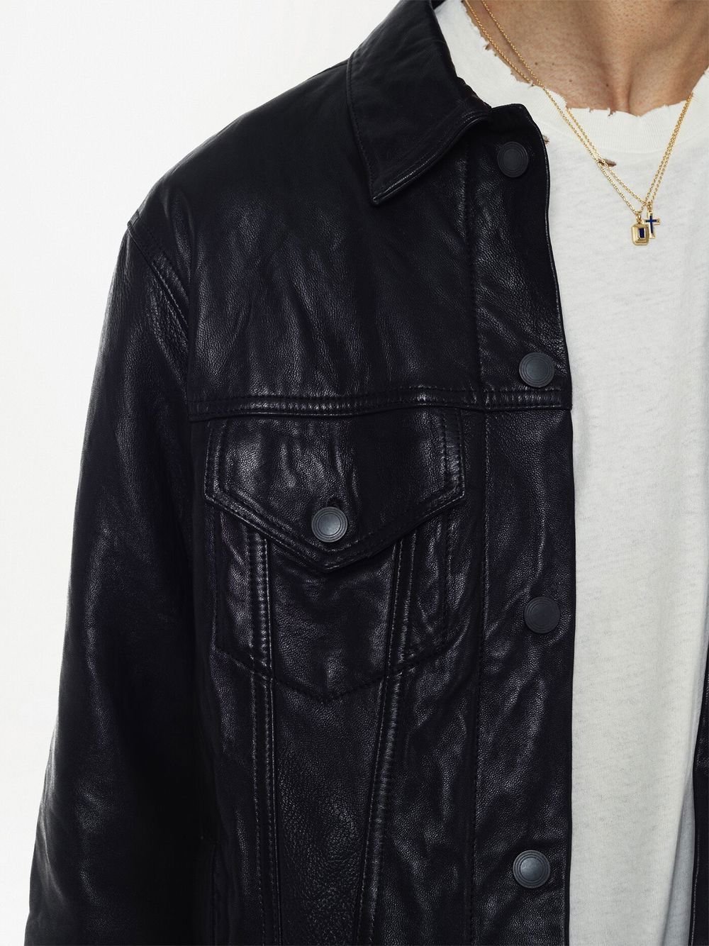 Shop John Elliott Thumper Type Iii Leather Jacket In Black