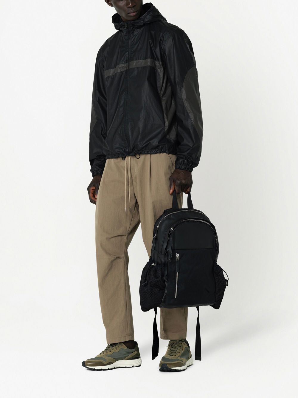 Shop John Elliott Zip-up Leather Windbreaker In 黑色