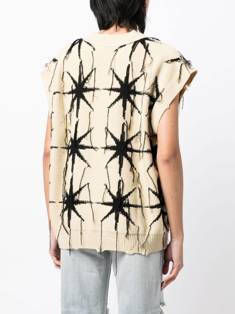 Shop Jnby Patterned Intarsia Knit Vest Jumper In Neutrals